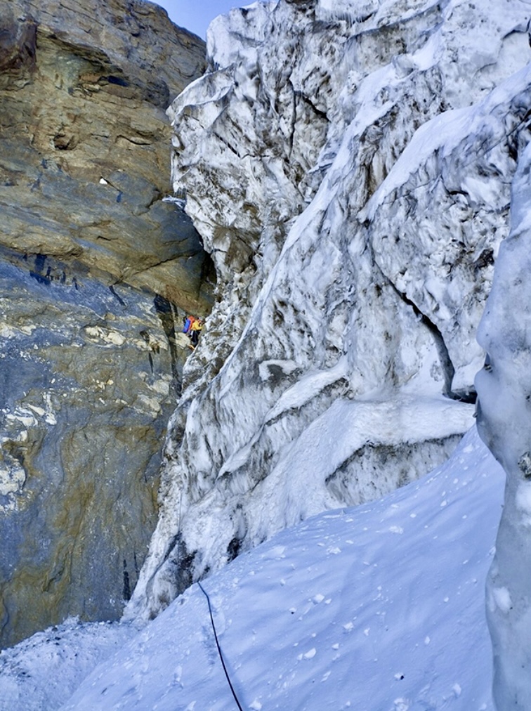 James Price at the overhanging rocky outcrop.