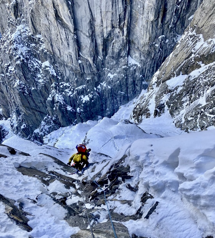James Price at the overhanging rocky outcrop.