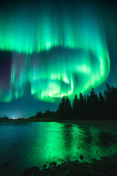 A swirl of green Northern Lights 