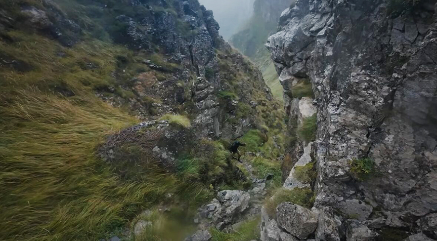 tiny runner in canyon
