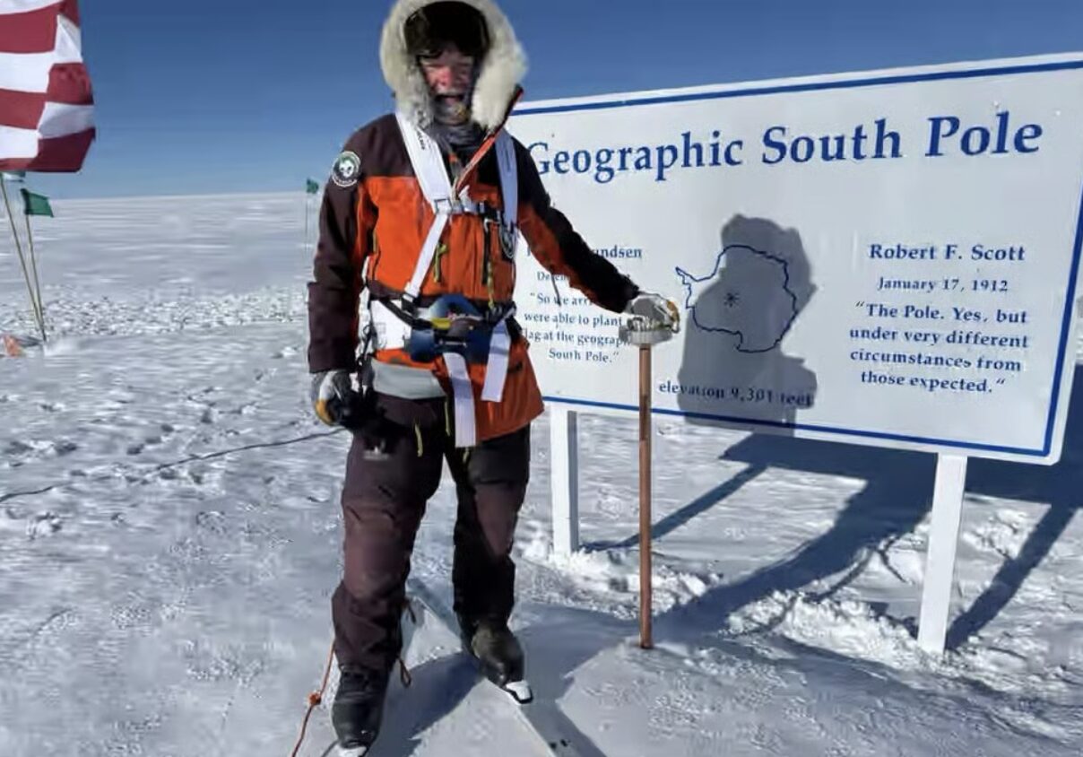 Ian Hughes at the Pole. 