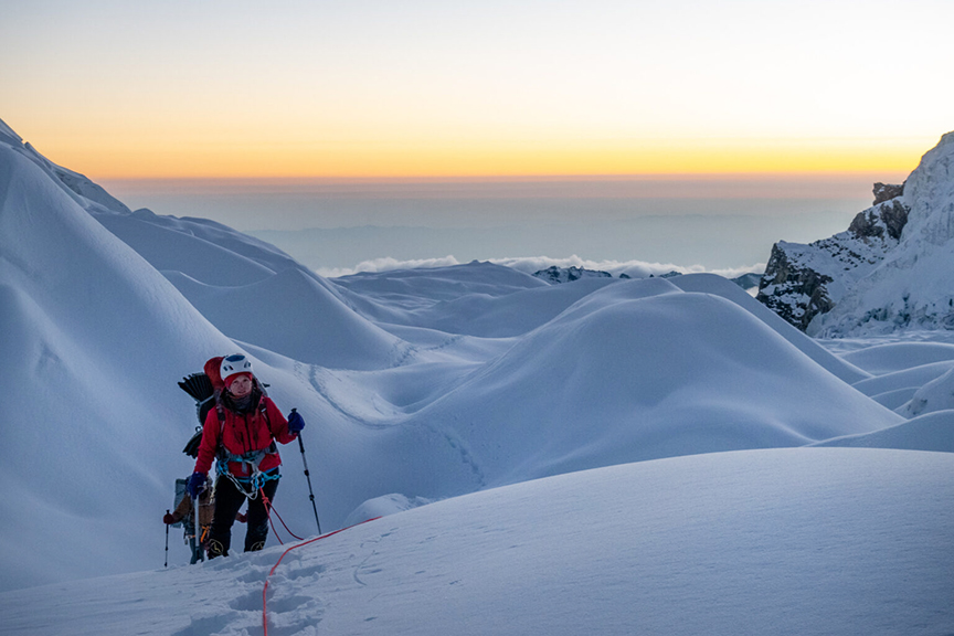 2 or 3 climbers on a snowy mountain