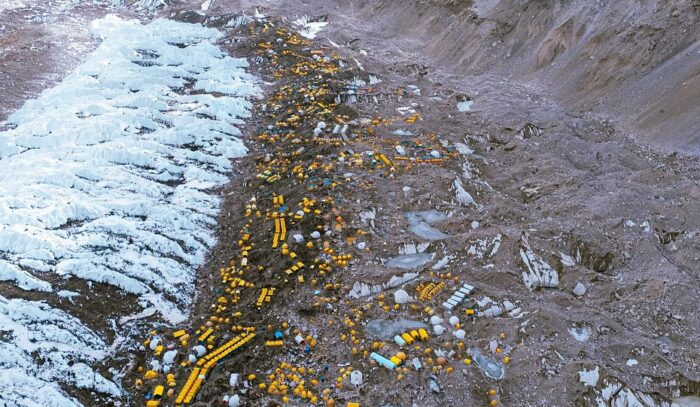Everest Base Camp as seen by a drone.