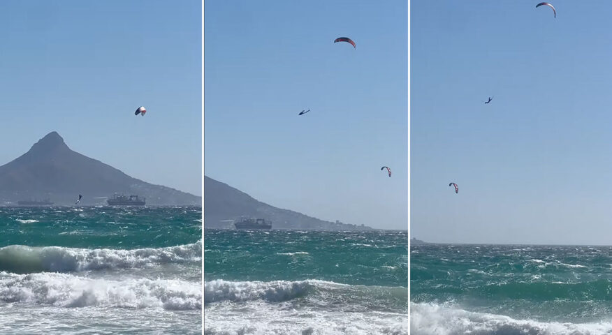 kitesurfers in the air