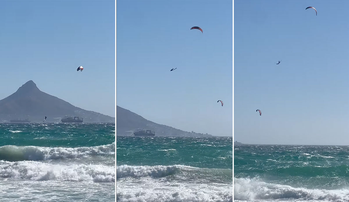 kitesurfers in the air