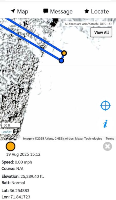 InReach track with coordinates. 