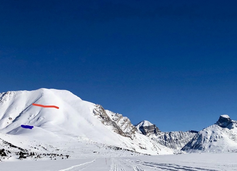 Where Paley's accident happened is marked with red line; behind the knoll marked in blue, is Deception Pass.