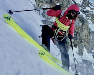 Christina Lustenberger on the ski descent.