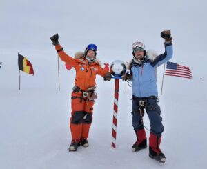 Matthieu Tordeur and Heidi Sevestre at the South Pole.