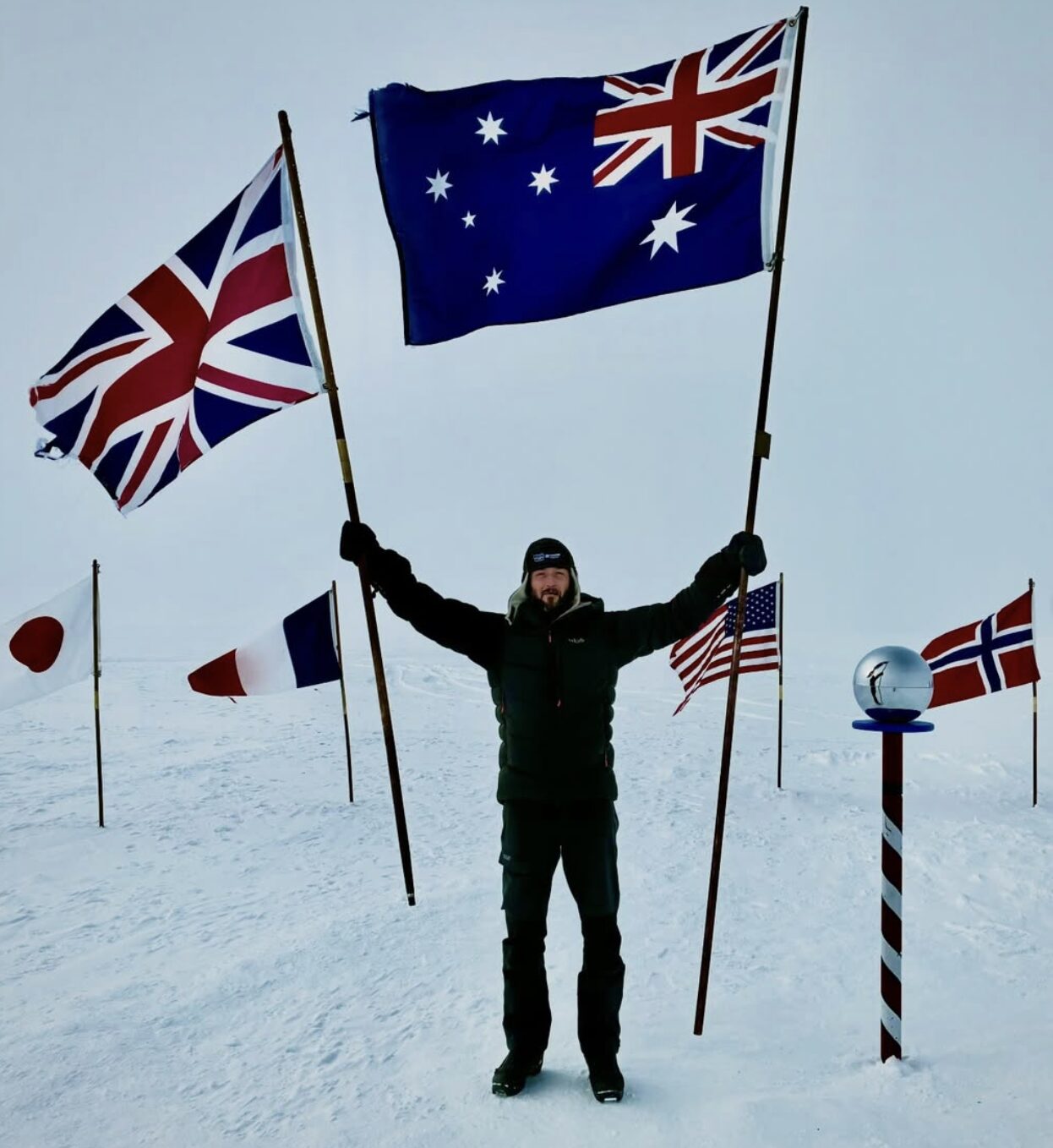 Tom Hunt at the South Pole.