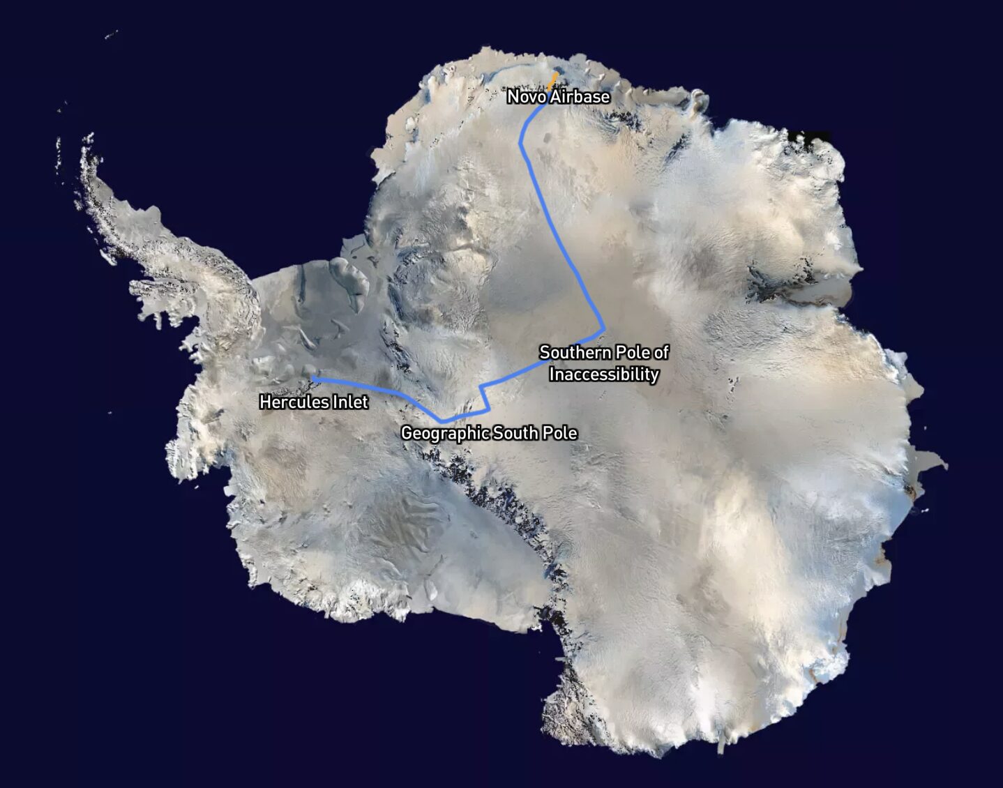A map of the Under Antarctica Expedition