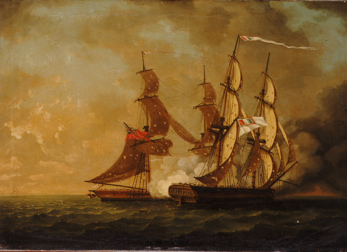 Painting of a single ship action