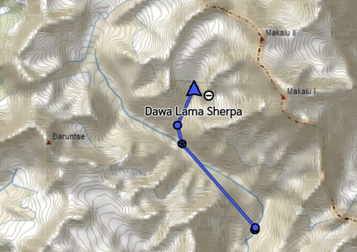 Track on a map of Makalu area. 