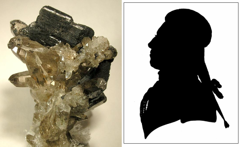 Left, a mineral, right a sillouhette portrait
