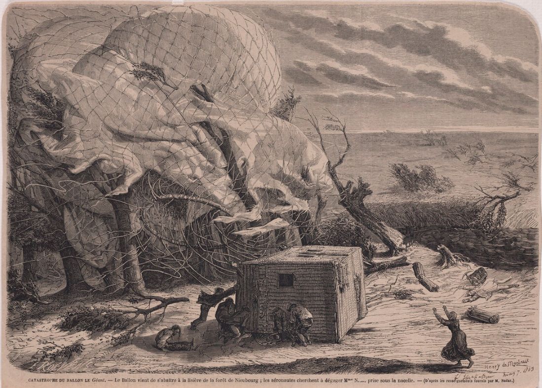 illustration of a wrecked hot air balloon