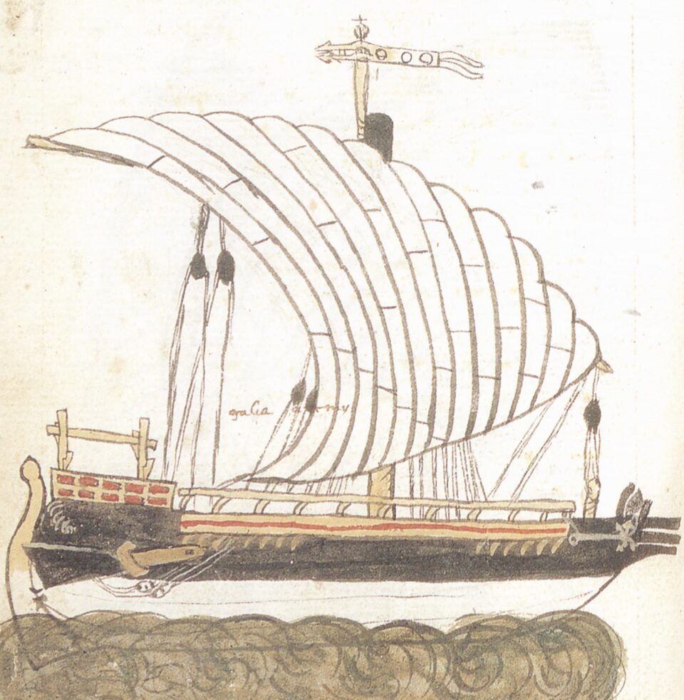 Drawing of a medieval cog