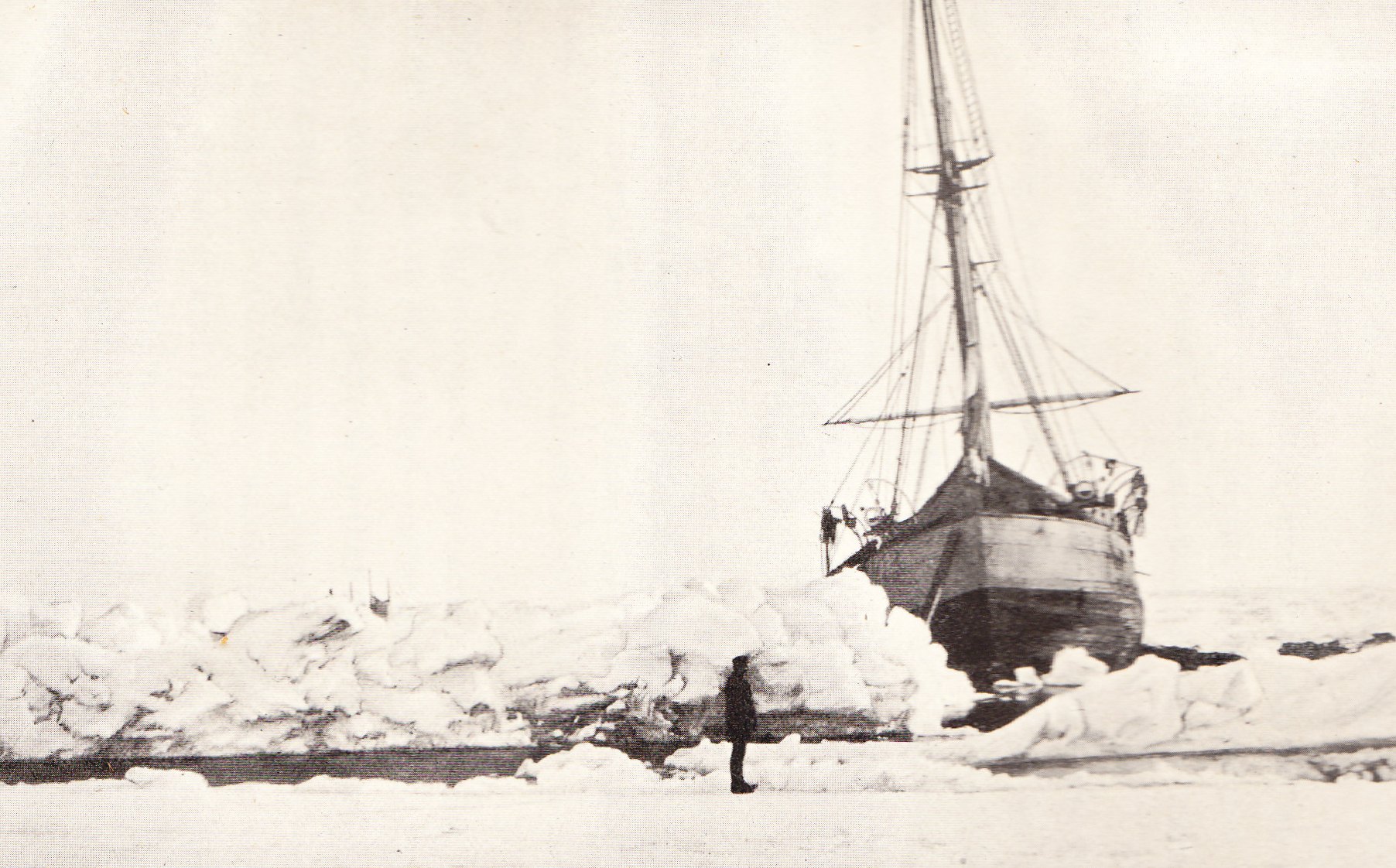 A ship in ice, with a lead before her