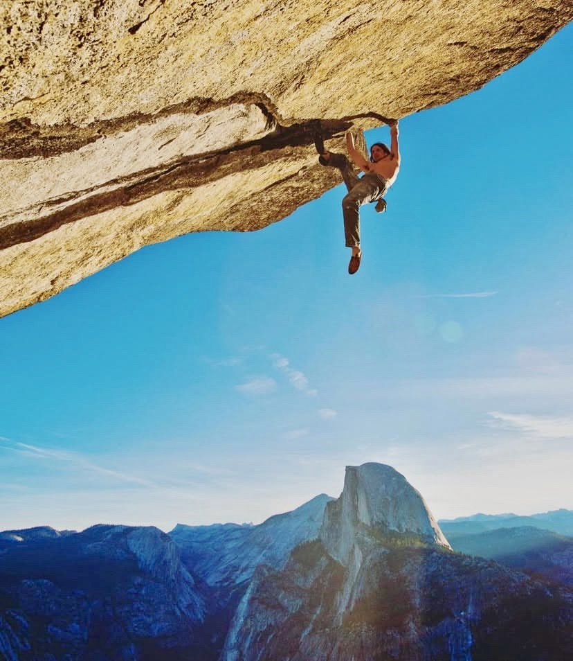 Dean Potter making the first free solo ascent of 'Heaven'. 