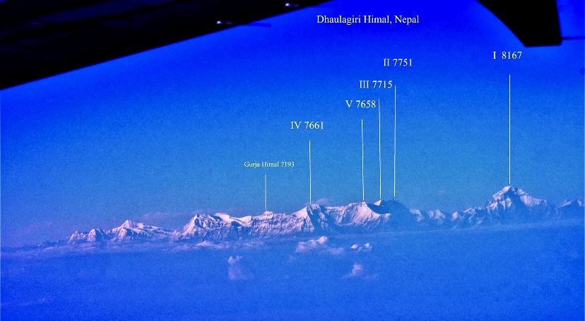 The Dhaulagiri Massif seen from a flight.