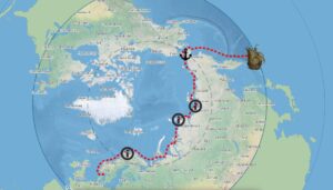 A map of the Arctic with NE passage drawn