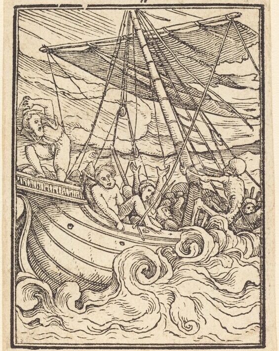 Print of a ship in a storm