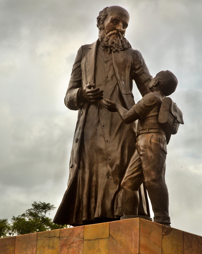 Statue of Father Crespi in Cuenca, Ecuador. 
