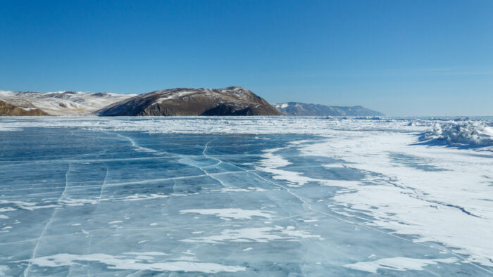 Olkhon Island, Lake Baikail, Siberia, surrounded by frozen ice