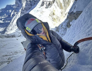 Bocansaud takes a selfie while soloing Kangri Shar, Nepal.