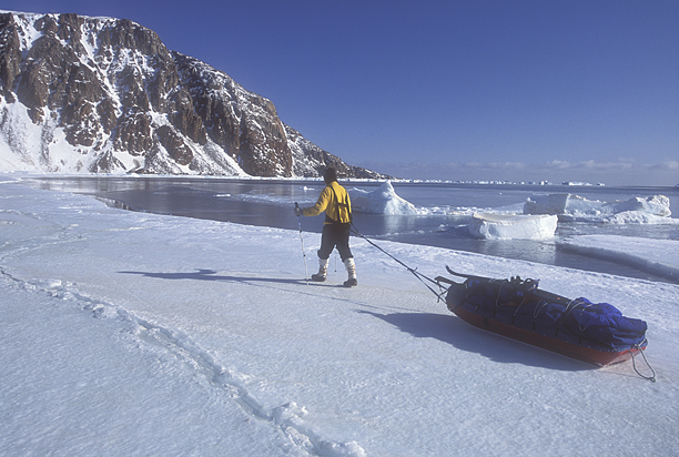 sledding past open water