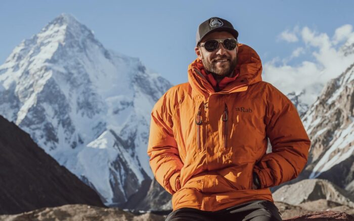 Clse shot of Chris Lininger with K2 in background