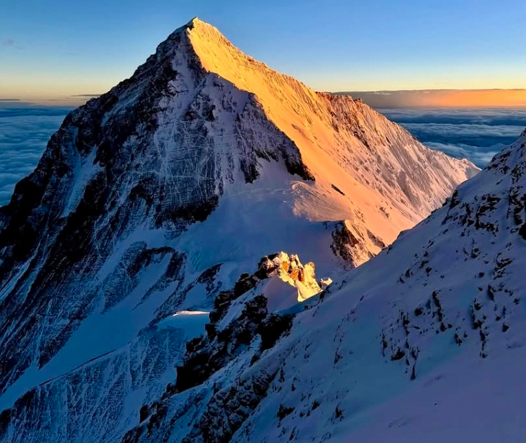 Views on Everest from neighboring Lhotse.