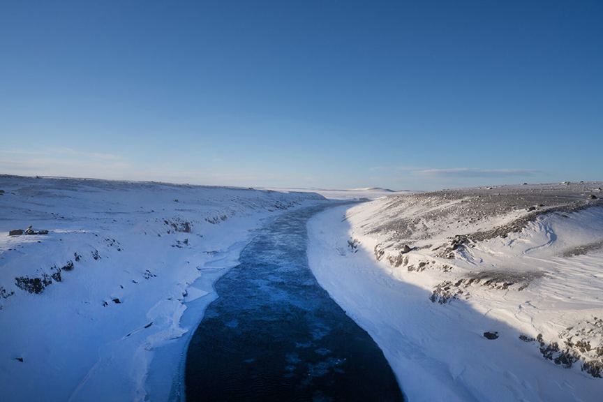 river in snow scene