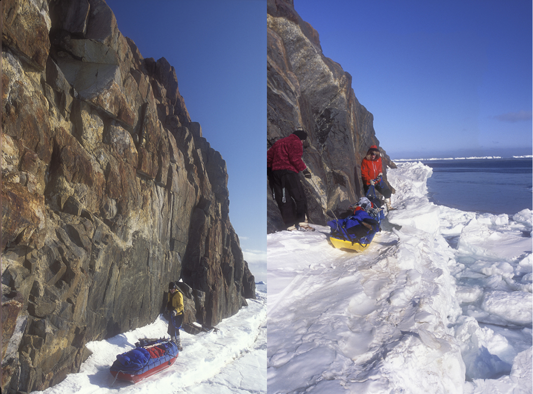 sledding on the ice foot