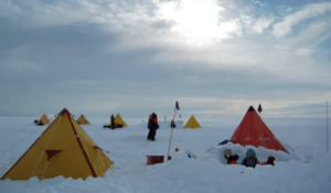 Researchers set up a field camp in Antarctica.