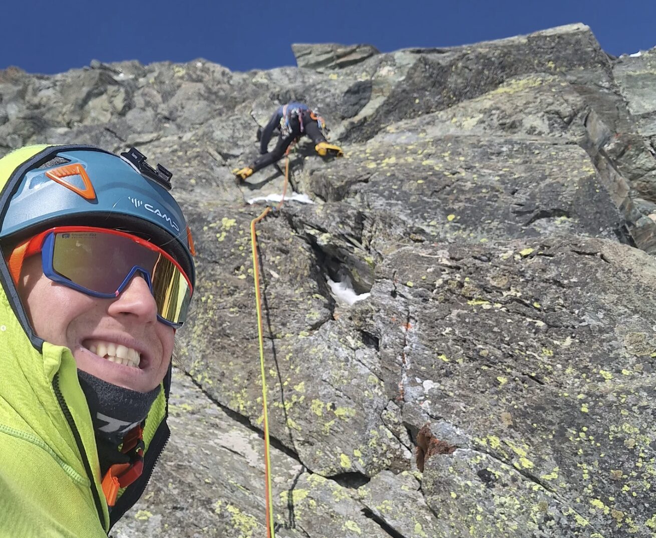 Two climbers on a mixed granite route on Grossglockner.