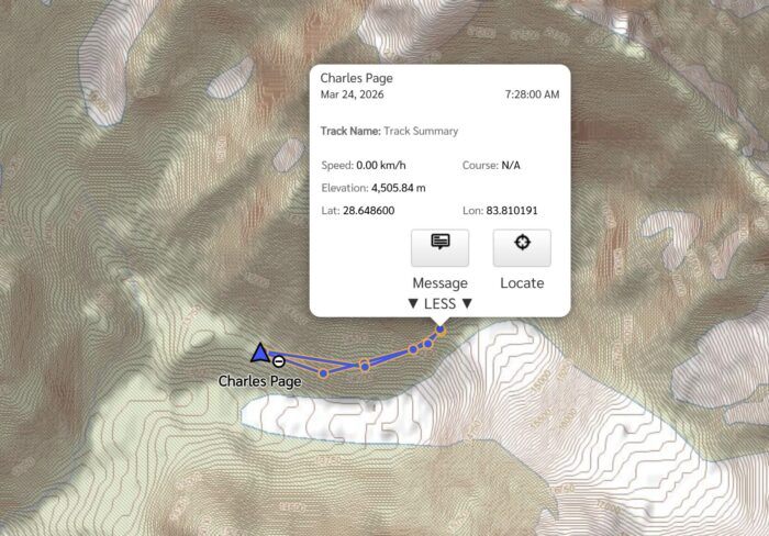 InReach traker on a map of Annapurna