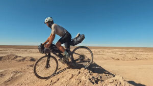 cyclist in desert
