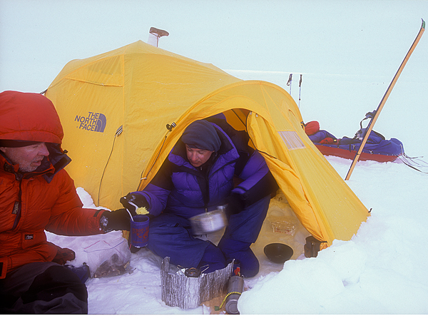 arctic camp with two people