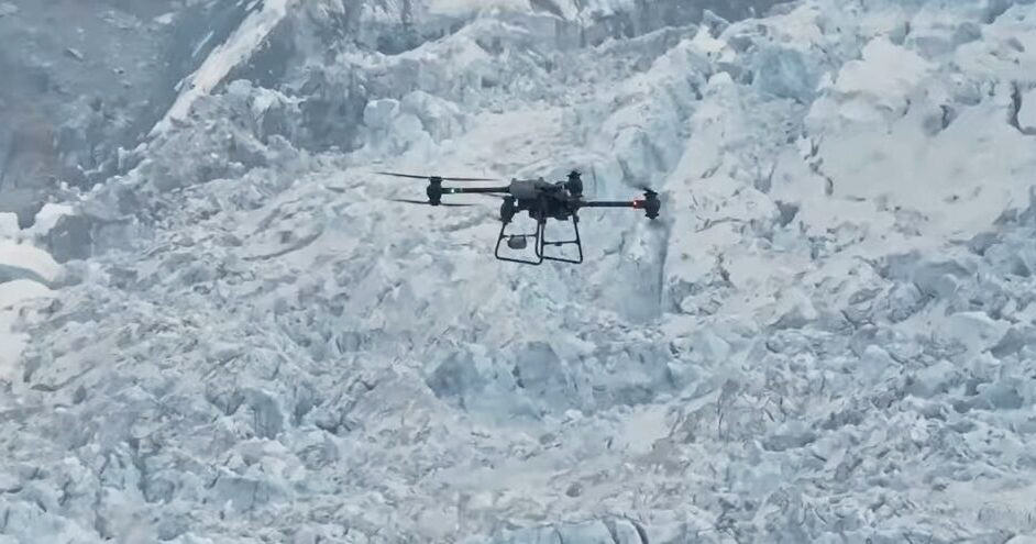 A large drone near Everest Base Camp