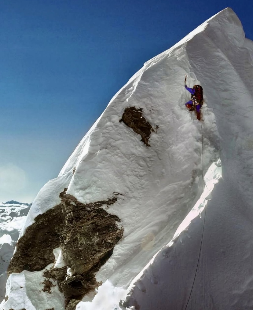 Dougal Haston near the Hillary Step on Everest.