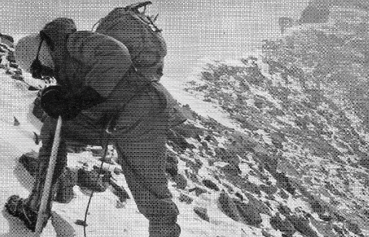 Ernst Forrer in descent from the summit of Dhaulagiri I, making a short break. 