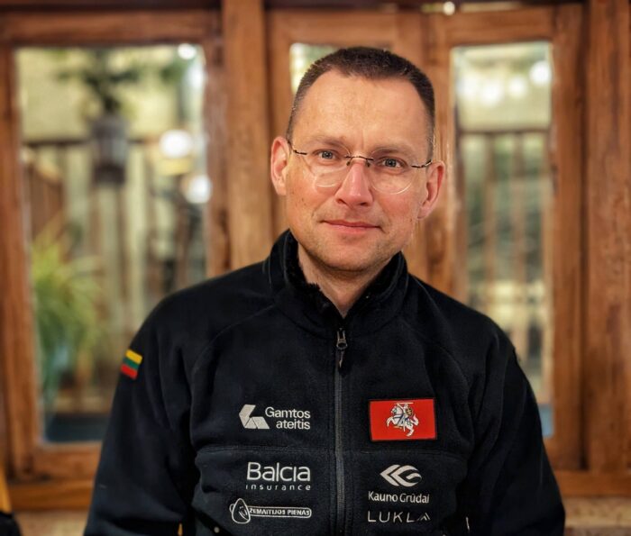 Close shot of Saulius Damulevicius of Lithuania, at a Nepal's lodge. 