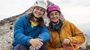 Laura Pineau and Elsa Ponzo after completing their 100 routes.