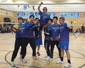 team in blue jerseys celebrate