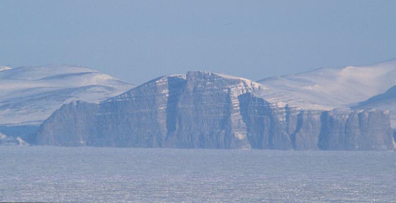 distant shot of arctic cliffs