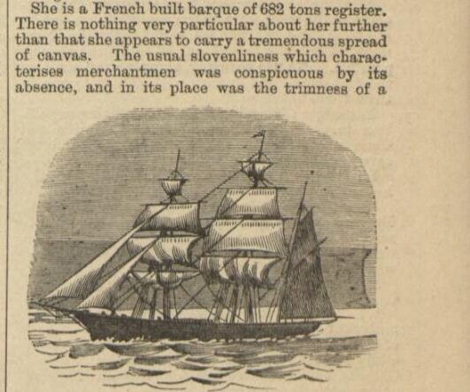 Old newspaper scan showing a ship