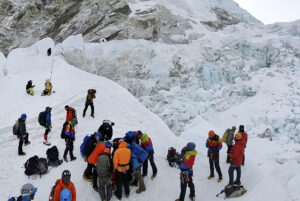 Sherpas looking at the khumbu icefall.