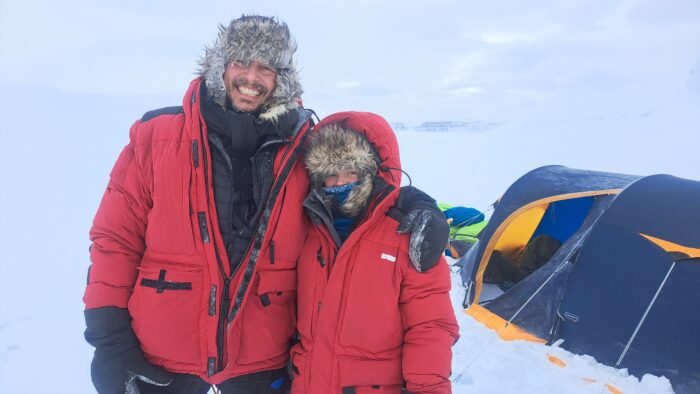 Norwegian adventurers Alexander and Mina Read in Svalbard