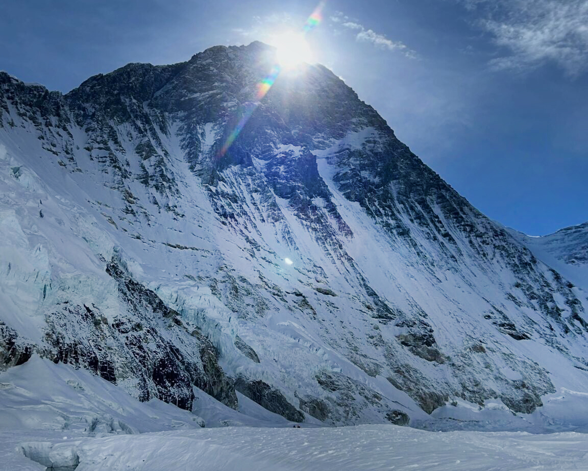 backlit Everest with sun