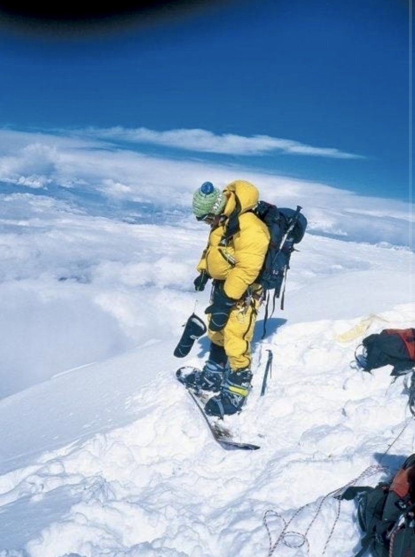 One of the last photos of Marco Siffredi, right before starting the snowboard descent on Everest toward the Hornbein Couloir.